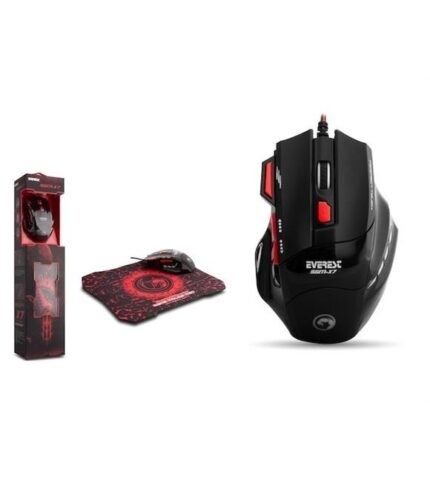 Everest SGM-X7 7200 DPI USB Siyah Makrolu Oyuncu Mouse + Gaming Mouse Pad Seti